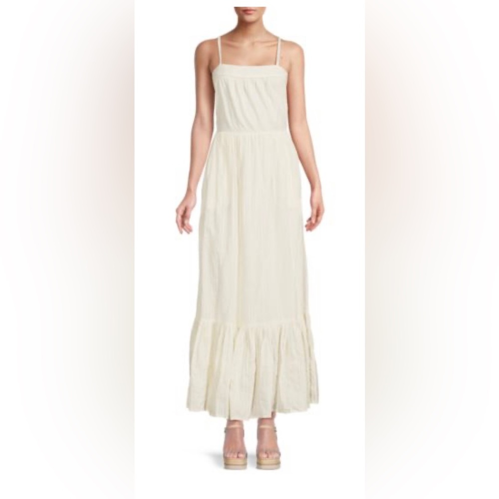 NWT JOIE Elissabet Metallic Striped Maxi Dress SZ SMALL in Buttercream
